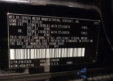 2024 Toyota Rav4 Hybrid Limited z USA, uszkodzony, nr VIN 4T3D6RFV2RU145783